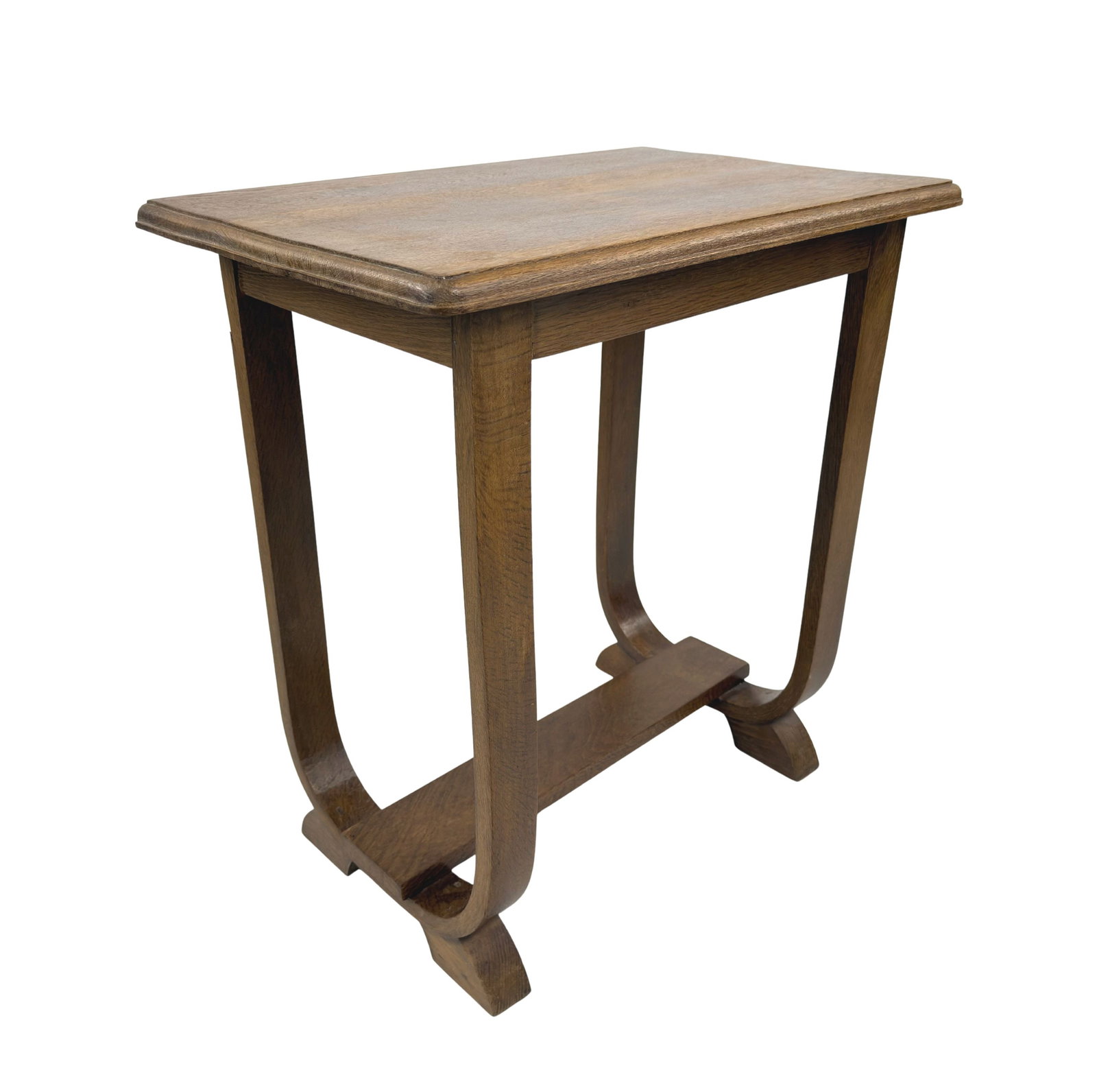 ART DECO SIDE TABLE: Dimensions: H 25.3” x W 23.5” x D 15”. Vintage French Art Deco side table with U-shaped legs.