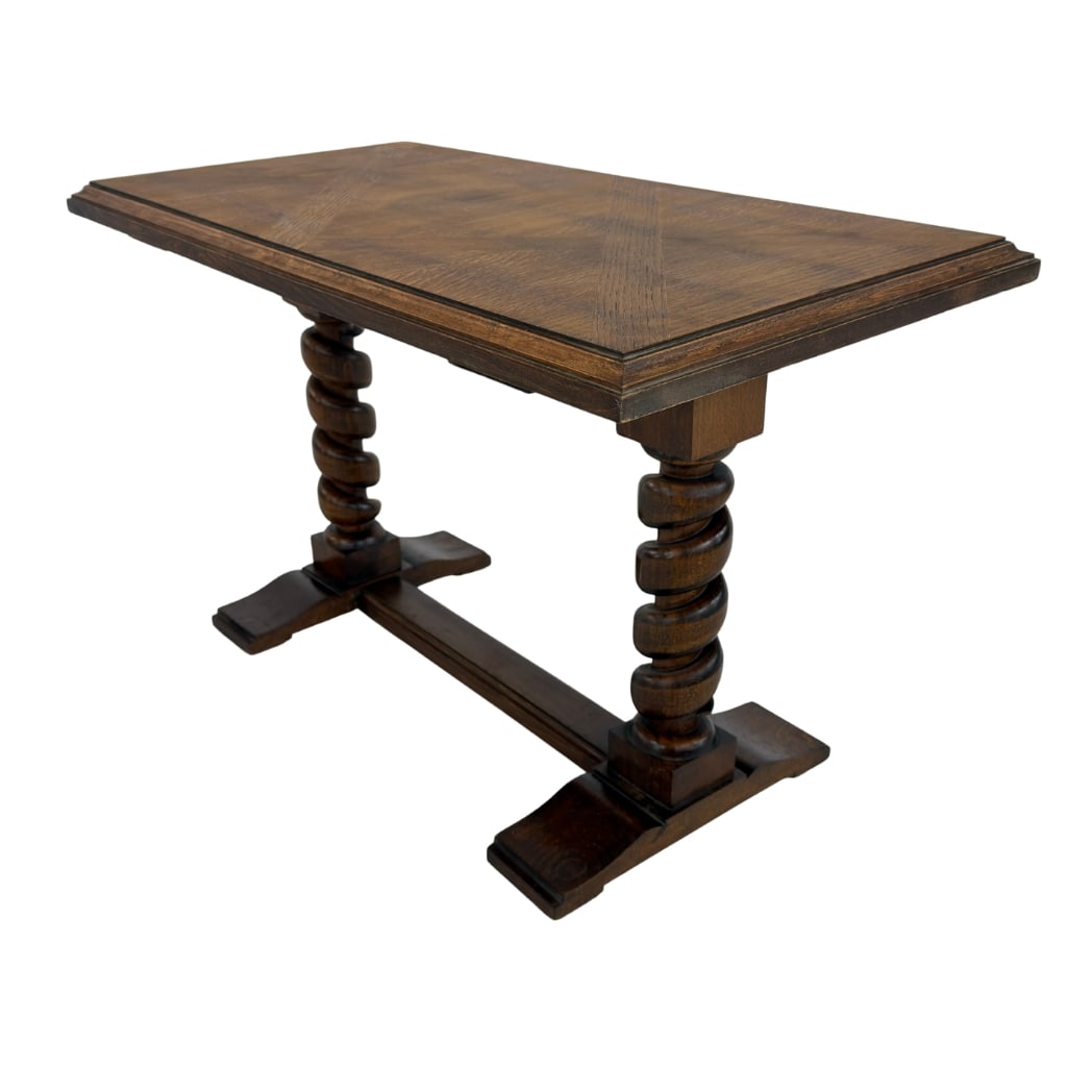 VINTAGE FRENCH SIDE TABLE: Dimensions: H 22.5” x W 36.7” x D 19.3”. Vintage French barley twist side or coffee table.
