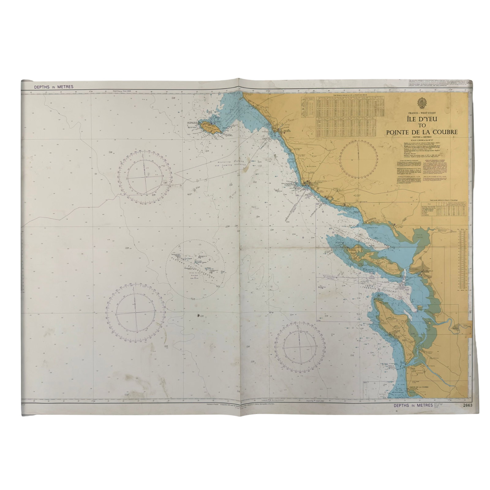 (3) NAUTICAL CHARTS: Dimensions: H 28” x W 38”. Set of 3 Vintage nautical charts of France, Spain and Portugal. (17)
