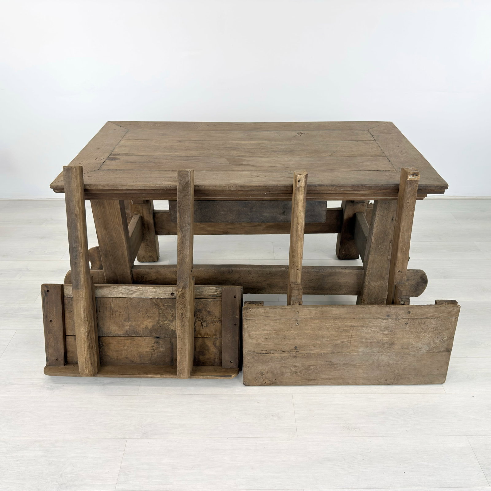 ANTIQUE RUSTIC EXTENDABLE DINING TABLE - 8