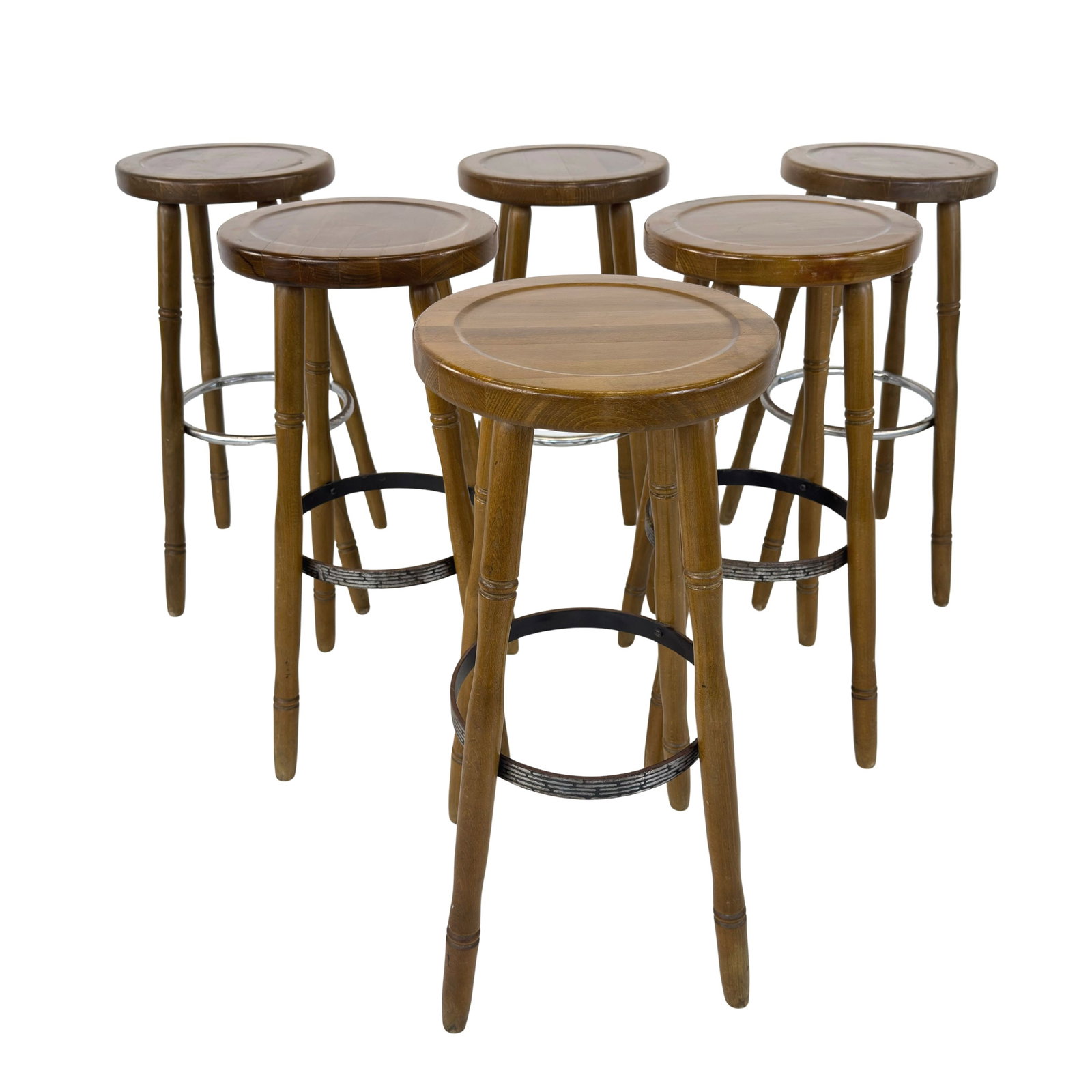 (6) BRUTALIST BAR STOOLS, 1960s (1 of 13)