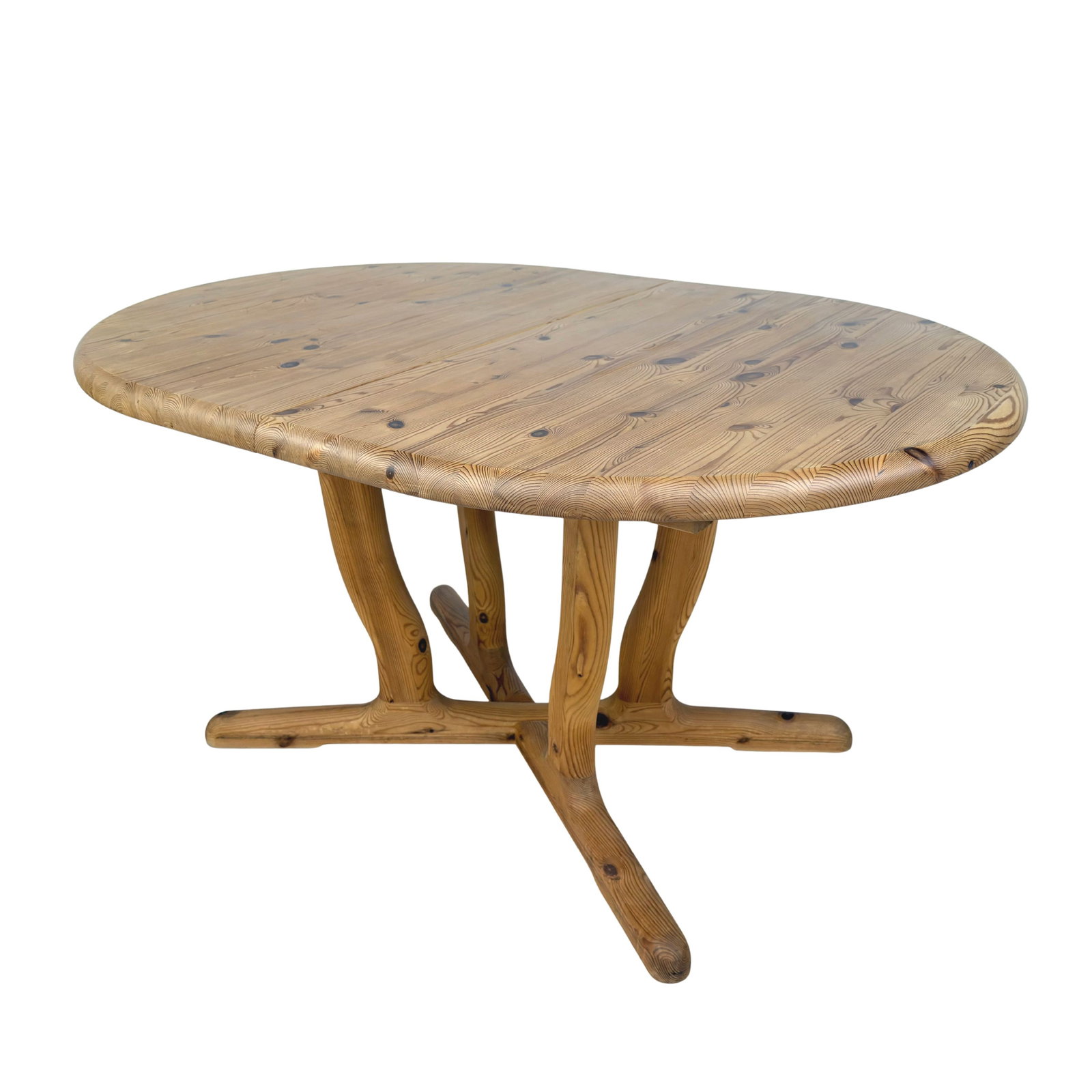 SCANDINAVIAN EXTENDABLE PINE DINING 1970S: Dimensions: H 29” x W 55.5 x D 39.3”. Vintage Danish pine extendable round dining table 1970s. Dimensions: (extended) W 65”.
