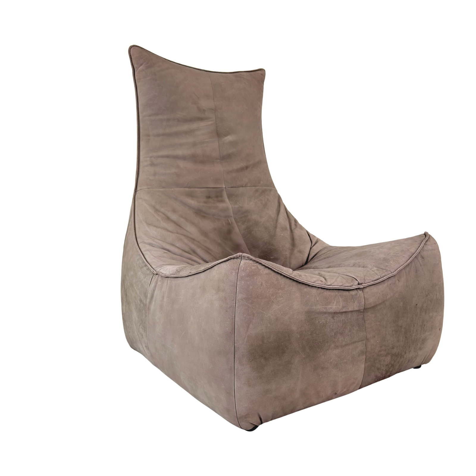 THE ROCK LOUNGE CHAIR BY MONTIS: Dimensions: H 45.5” x W 32 ” x D 38.5” x SH 16”. Vintage Brutalist “The Rock ” brown leather lounge chair designed by Gerard van den Berg for Montis in the 1970s.
