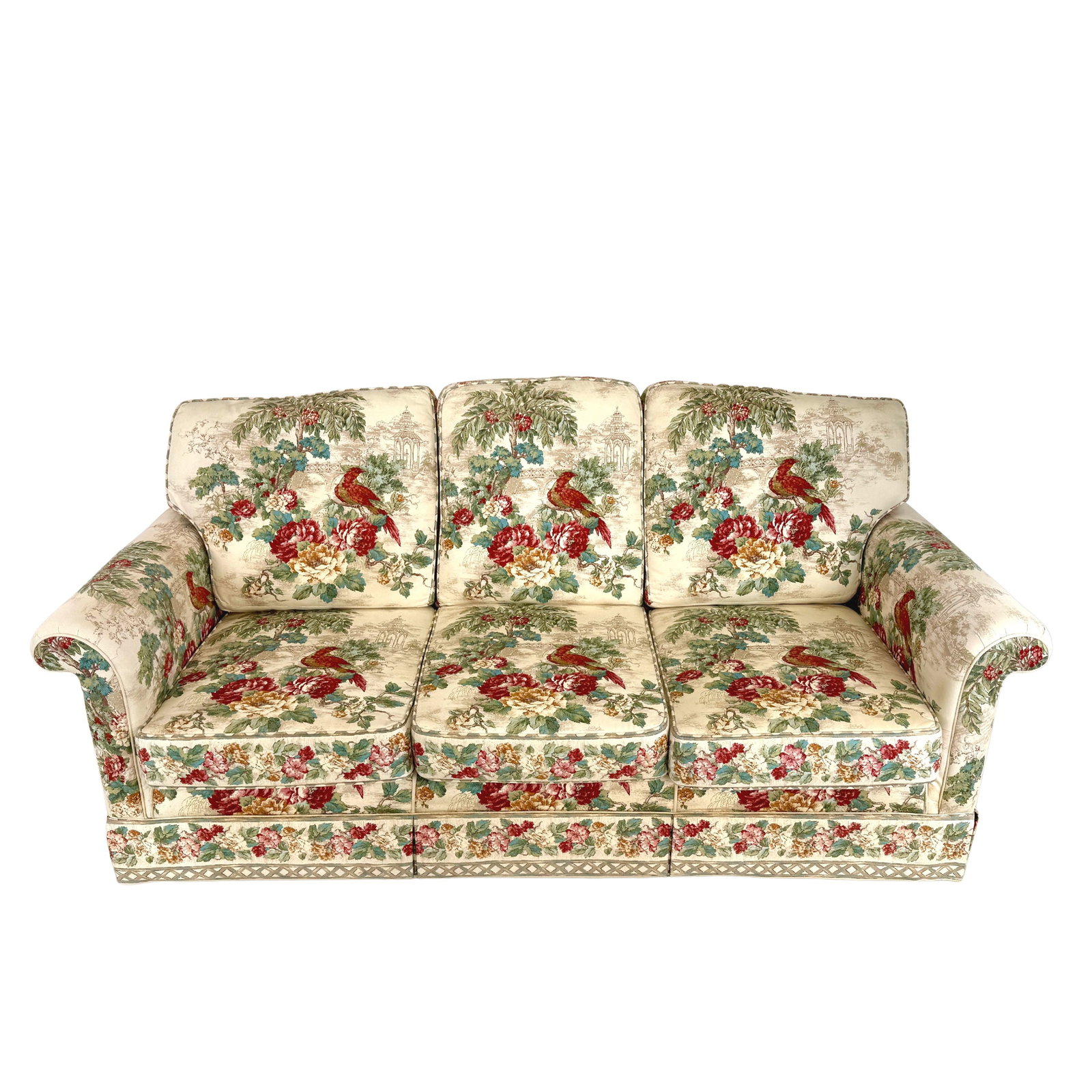 CUSTOM ENGLISH MEDALLION THREE-SEATER SOFA (1 of 18)