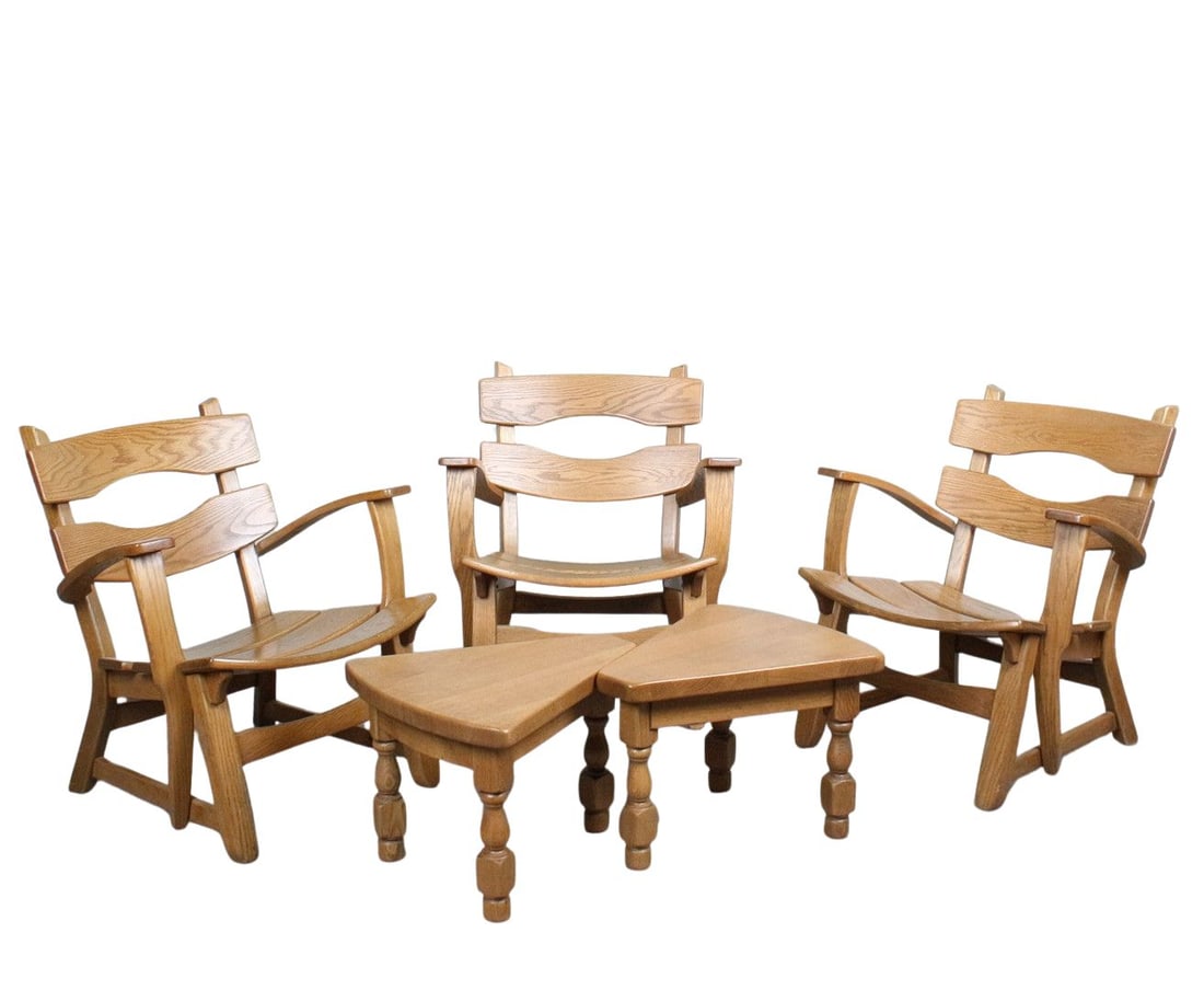 (3) BRUTALIST CHAIRS WITH TABLES BY DITTMANN & CO, 1960s (1 of 20)