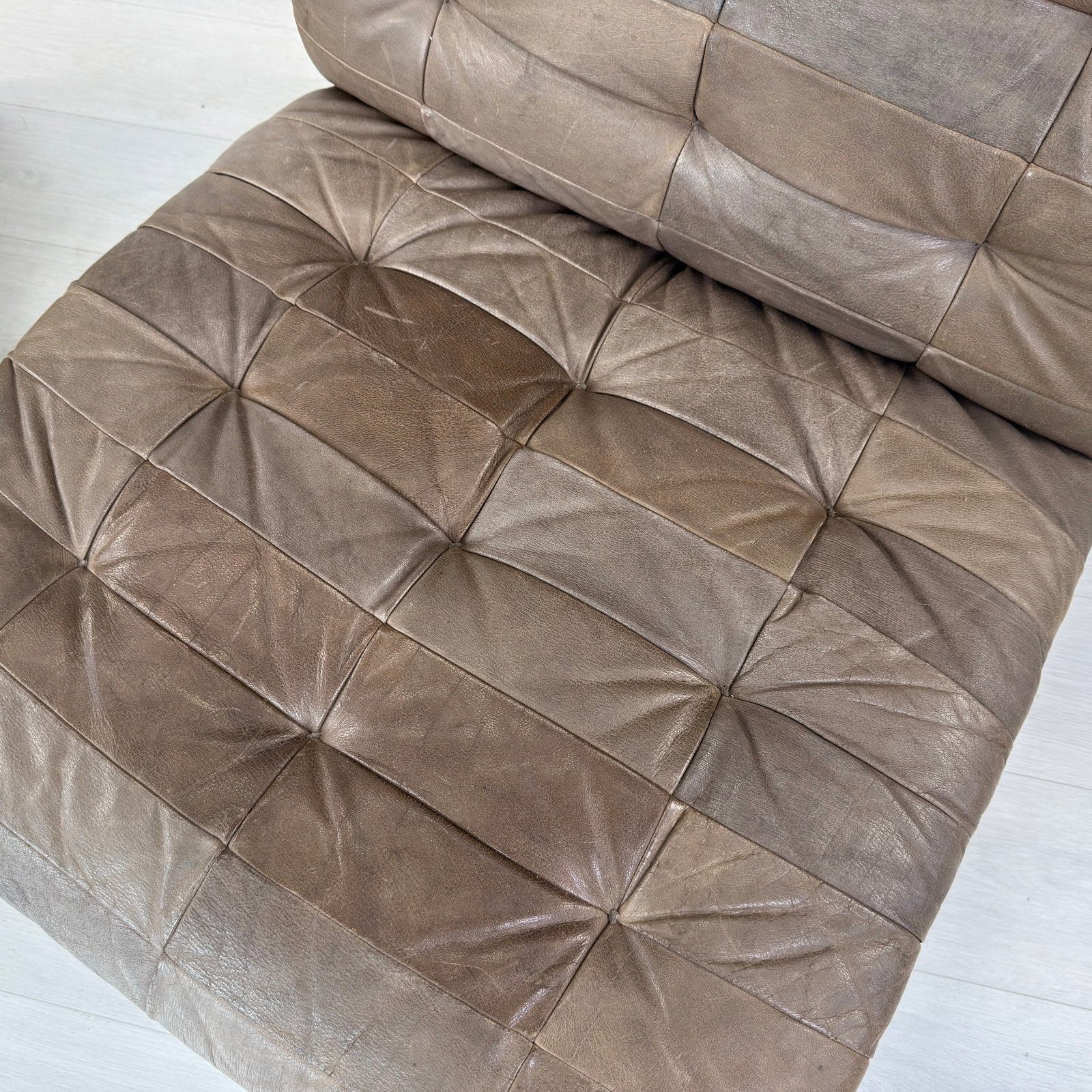 VINTAGE PATCHWORK LEATHER MODULAR SOFA, 1970s - 11