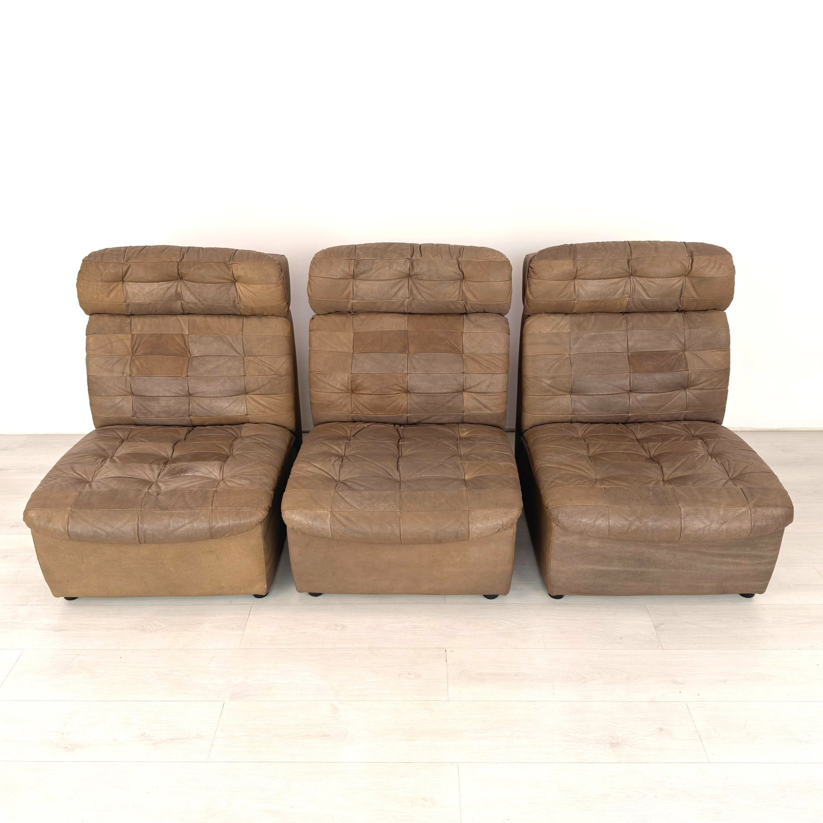 VINTAGE PATCHWORK LEATHER MODULAR SOFA, 1970s - 2