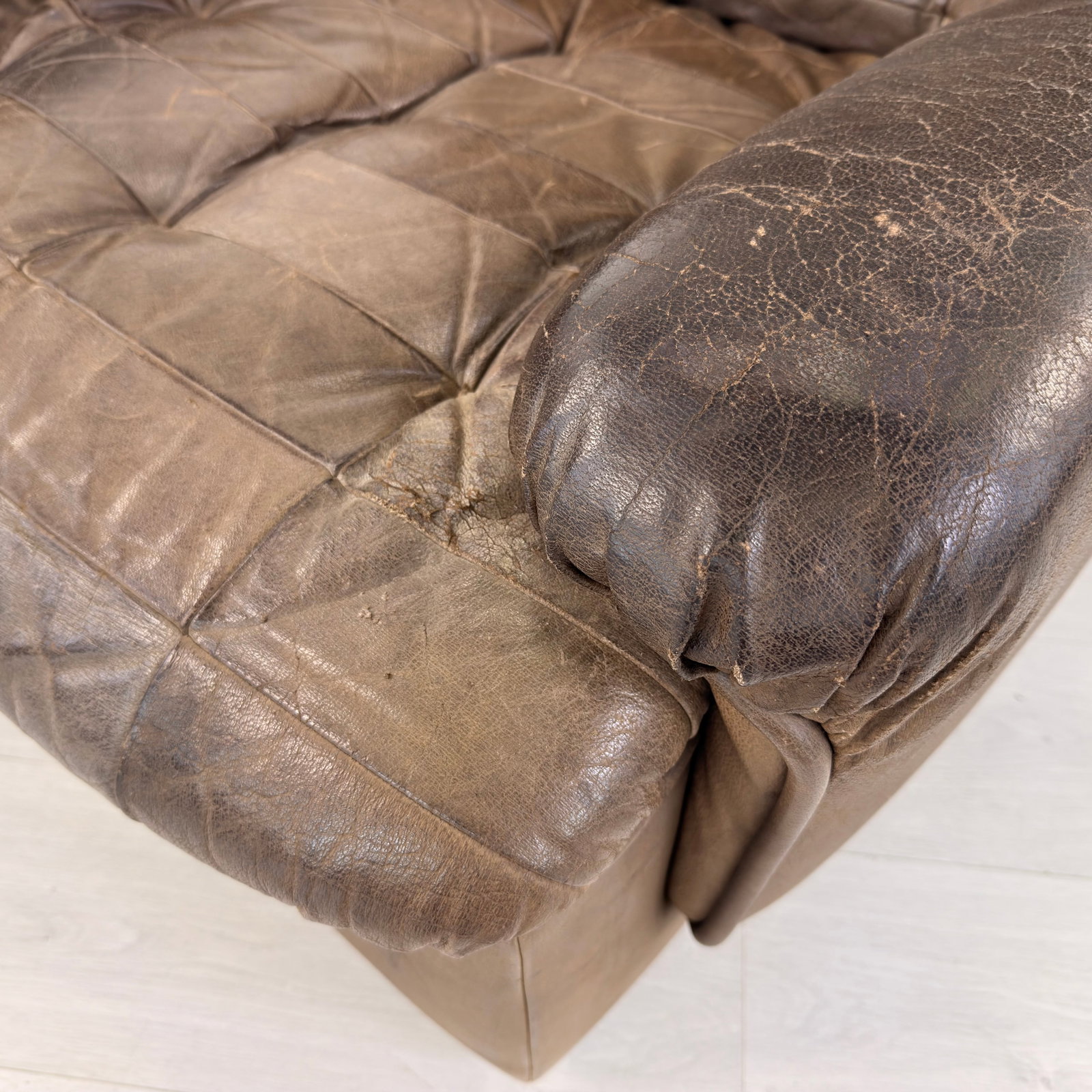 VINTAGE PATCHWORK LEATHER MODULAR SOFA, 1970s - 12