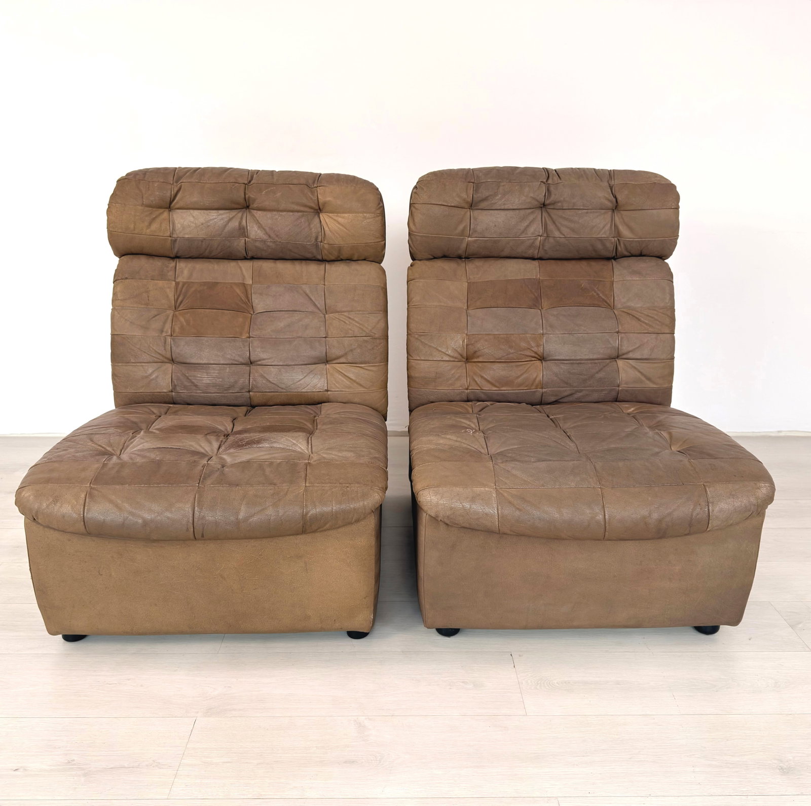 VINTAGE PATCHWORK LEATHER MODULAR SOFA, 1970s - 3