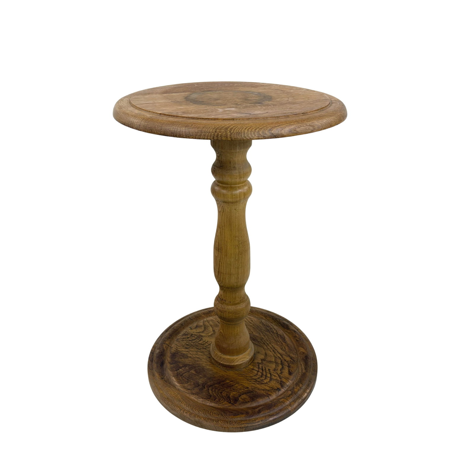 VINTAGE PEDESTAL TABLE: Dimensions: H 20.7” x W 13.3”. Vintage wooden round pedestal table / plant stand.