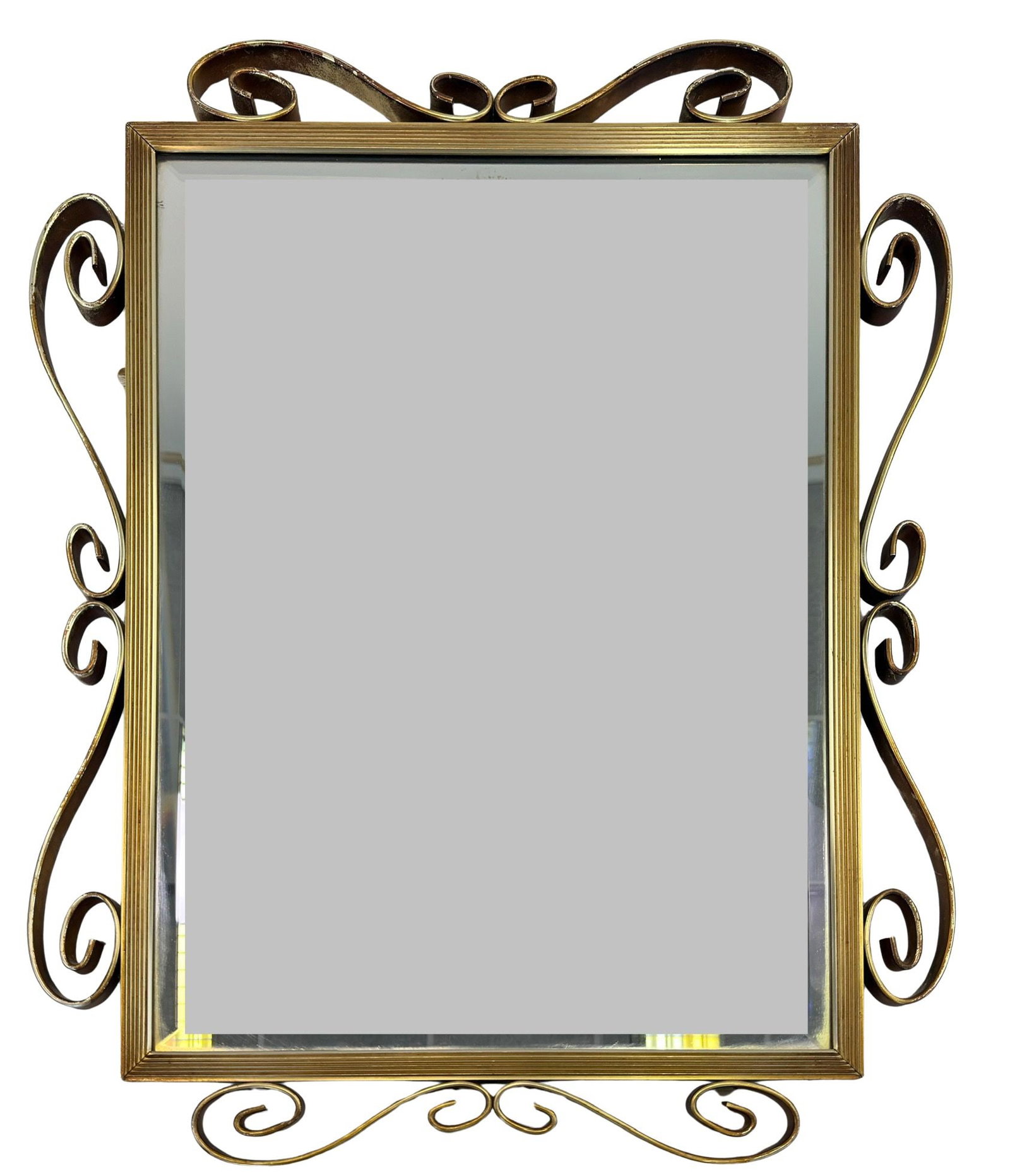 HOLLYWOOD REGENCY STYLE MIRROR: Dimensions: H 27” x W 19”. Vintage Hollywood Regency style rectangular ornate wall mirror.