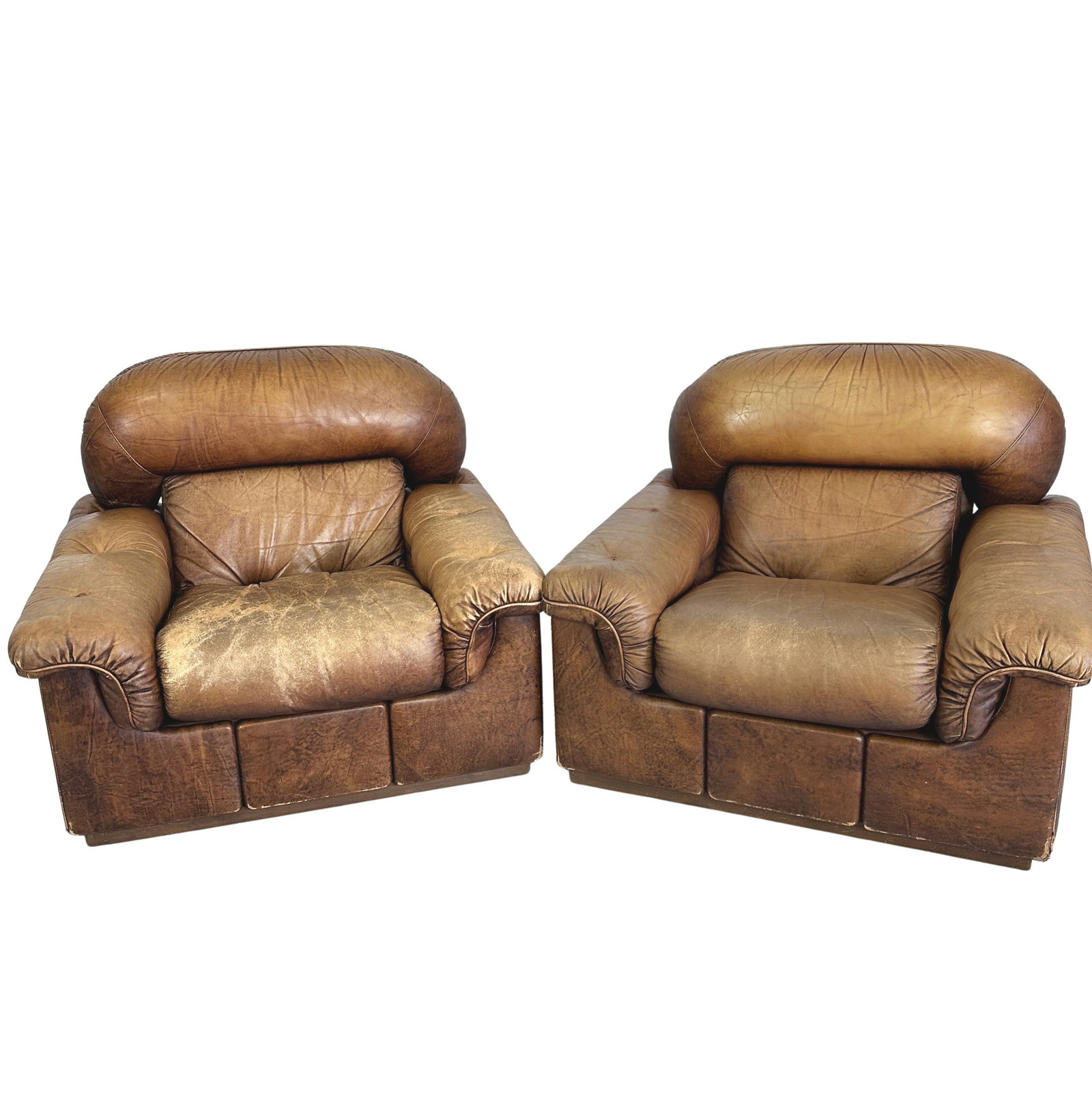 ITALIAN LEATHER CLUB CHAIRS, A PAIR (1 of 13)