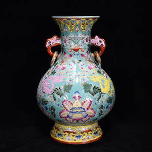 Yongzheng famille rose phoenix-pattern amphorae of the Qing Dynasty: Yongzheng famille rose phoenix-pattern amphorae of the Qing Dynasty 22×15