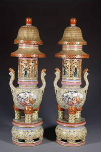 Qianlong Emperor of the Qing Dynasty: Enamel Eight Immortals Five-section Banana: Qianlong Emperor of the Qing Dynasty: Enamel Eight Immortals Five-section Banana Height 64 cm, diameter 10 cm, bottom 14.5 cm