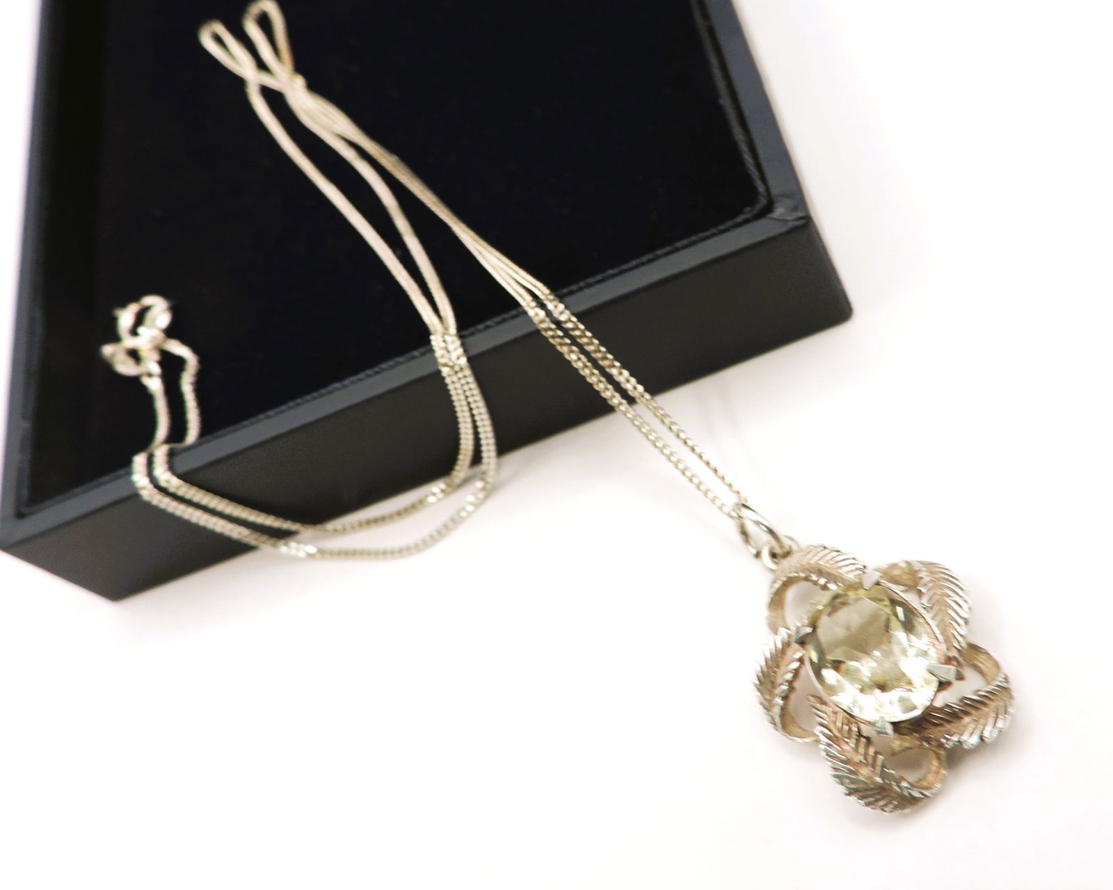 Vintage Sterling Silver Lemon Citrine Pendant.  A circa 1970's artisan pendant in sterling silver se (1 of 3)