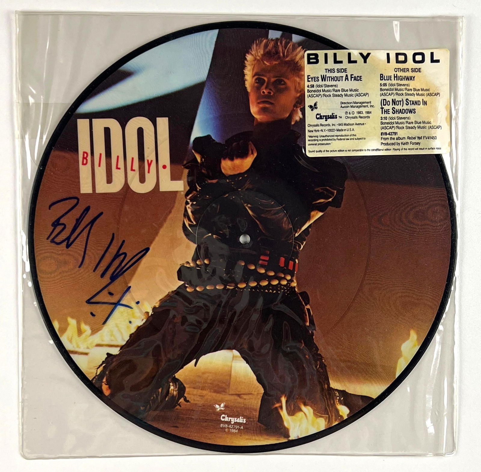 Billy Idol Signed "Eyes Without a Face" Album (JSA Authentication) (1 of 2)