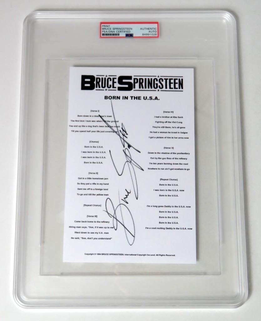 Bruce Springsteen Signed "Born In The USA" Lyric Sheet (PSA/DNA Encapsulation & JSA LOA) (1 of 5)