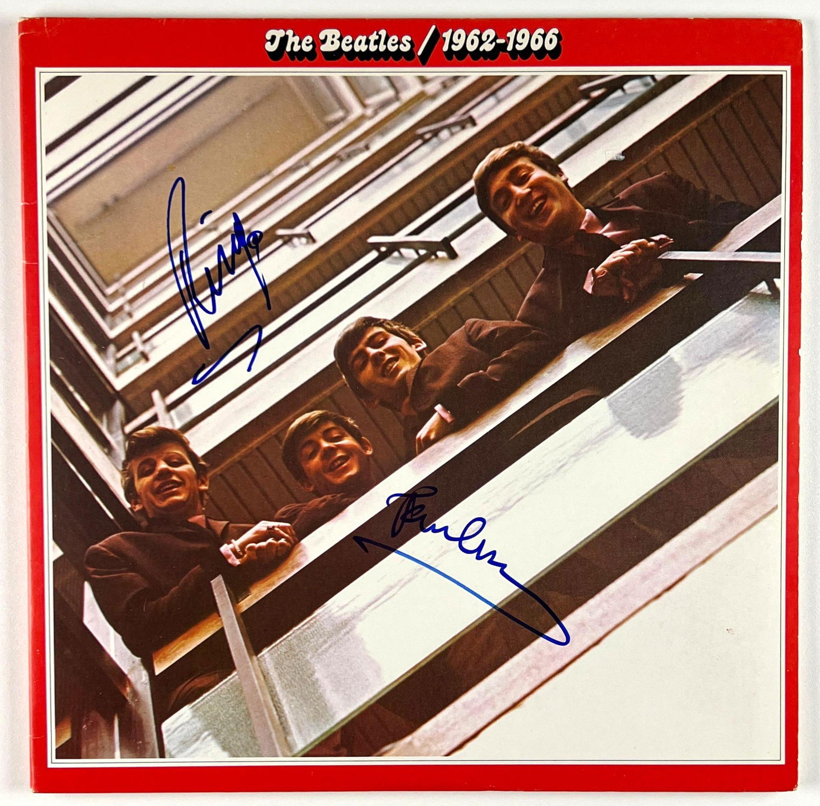 Beatles: McCartney & Starr Dual-Signed "1962–1966" Album (JSA Authentication): “The Beatles 1962–1966” album signed on the cover in bold blue felt tip by Paul McCartney and Ringo Starr. In fine condition. Record is included. Accompanied by a full LOA from JSA A