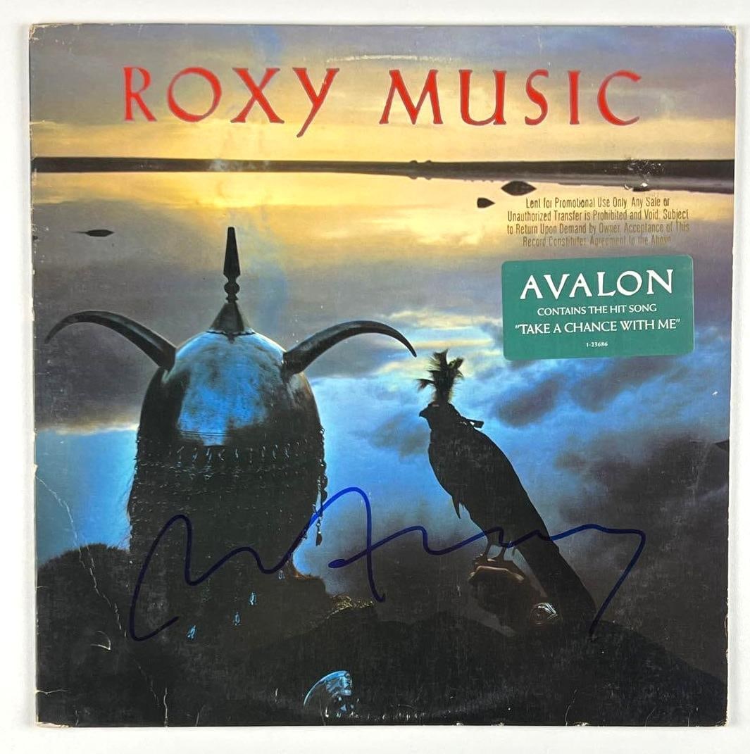 Roxy Music: Bryan Ferry Signed "Avalon" Promo Album (Beckett/BAS Authentication): “Avalon” promo album signed on the cover in blue felt tip marker by Bryan Ferry. In very good condition, with some scattered wear. Record is included. Accompanied by a Beckett/BAS Aut