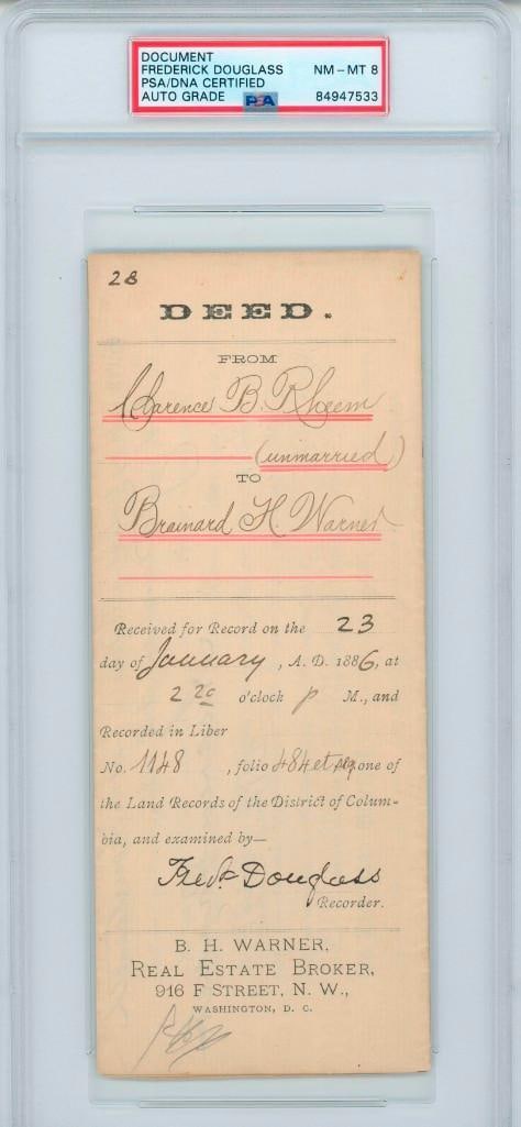 Frederick Douglass Signed Land Deed (PSA/DNA Graded NM-MT 8) (1 of 2)