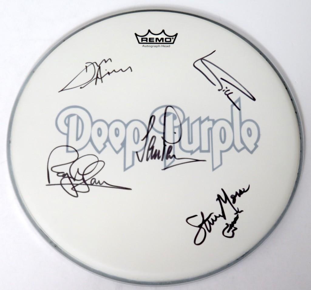 Deep Purple Group Signed 14" Drumhead (5 Sigs) (JSA Authentication) (1 of 6)