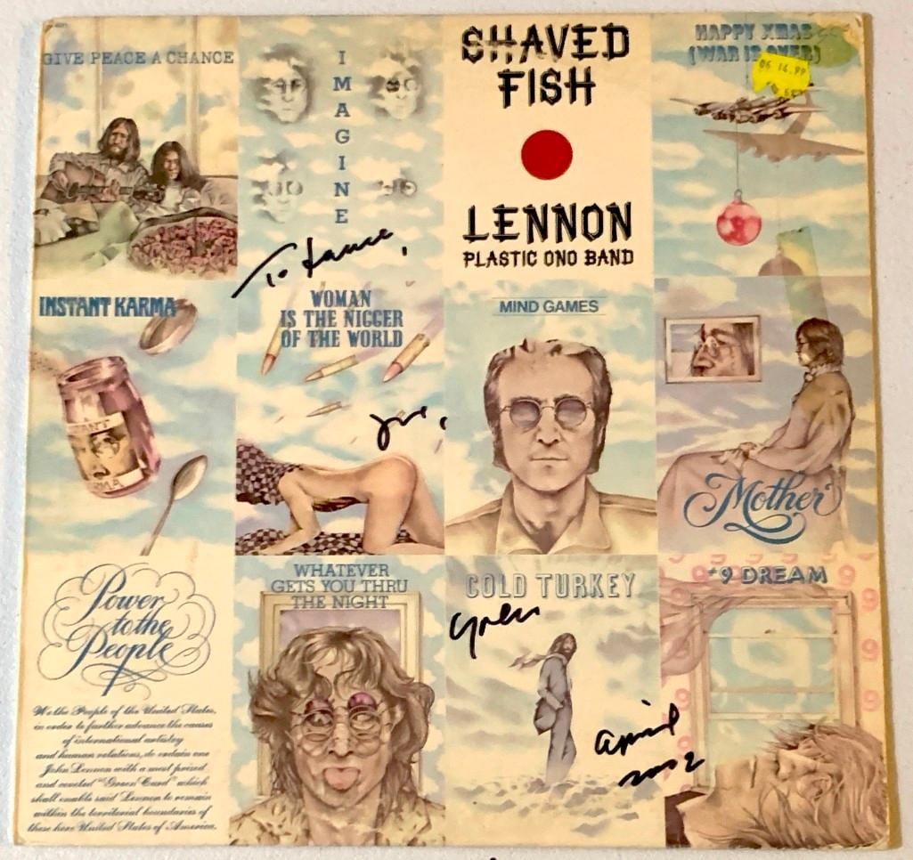 Beatles: Yoko Ono In-Person Signed "Shaved Fish" Album (Beckett/BAS Authentication): "Shaved Fish" album signed on the cover in blac...