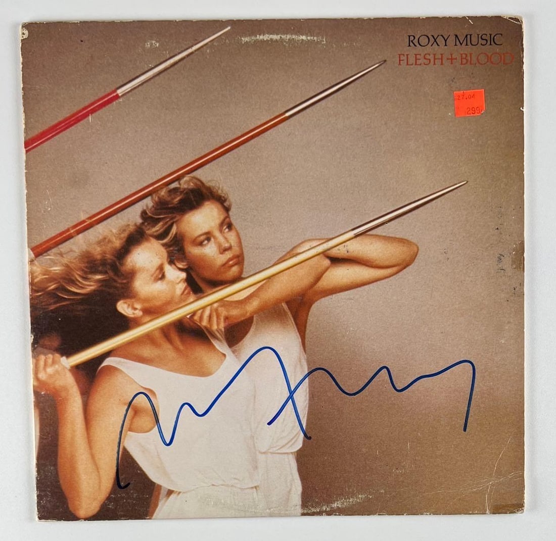 Roxy Music: Bryan Ferry In-Person Signed "Flesh & Blood" Album (Beckett/BAS Authentication): “Flesh & Blood” album signed on the cover in bl...