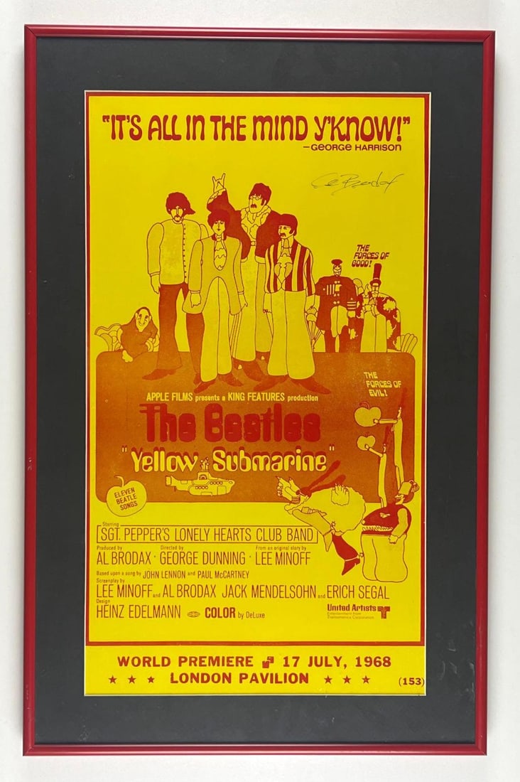 Beatles: Al Brodax Signed "Yellow Submarine" 1968 London Pavilion Poster (1 of 3)