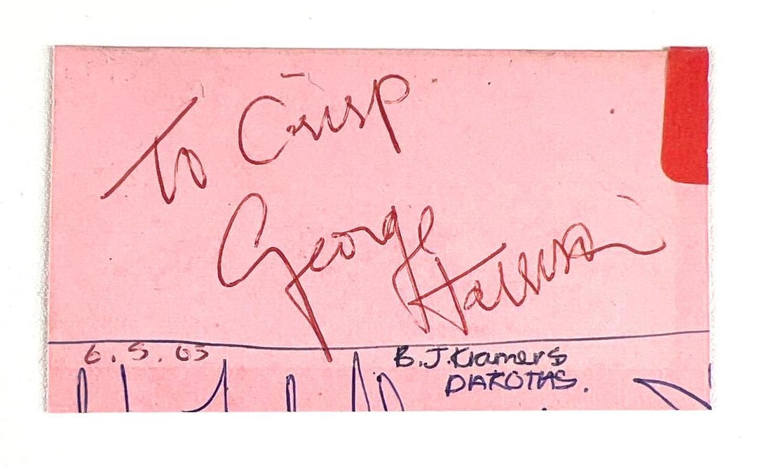 Beatles: George Harrison 1963 Signature (Third Party Guaranteed): George Harrison autograph, measuring 3.25” x 2”...