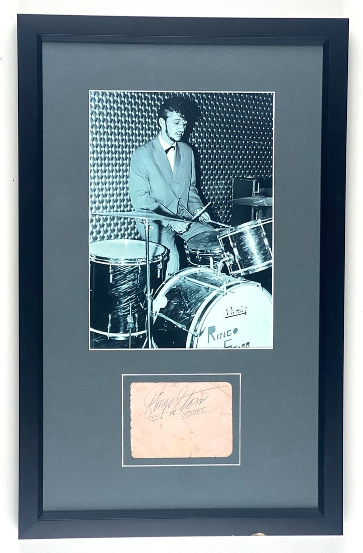 Beatles: Ringo Starr Vintage Pre-Beatles Era 1960/1961 Signature Framed (Perry Cox LOA): Vintage 1960/1961 era Ringo Starr autograph, si...