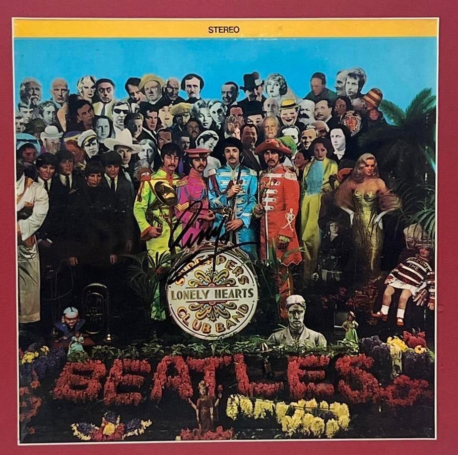 Beatles: Ringo Starr Signed "Sgt. Pepper's" 1967 U.S. Stereo Album Framed (Perry Cox LOA): Sought-after 1967 U.S. Stereo "Sgt. Pepper's Lo...