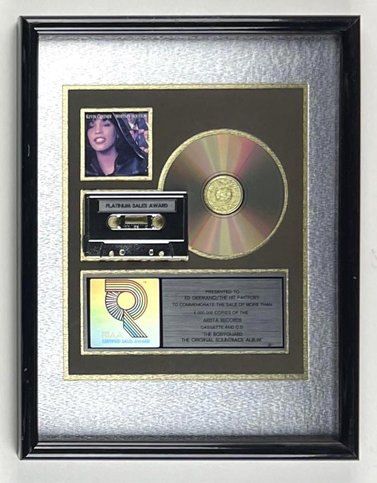 "The Bodyguard" Original Soundtrack Album RIAA Platinum Album Sales Award Presented to Hit Factory (1 of 3)
