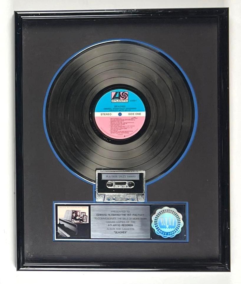 Beaches "Original Soundtrack" RIAA Platinum Album Sales Award Presented to The Hit Factory (1 of 2)
