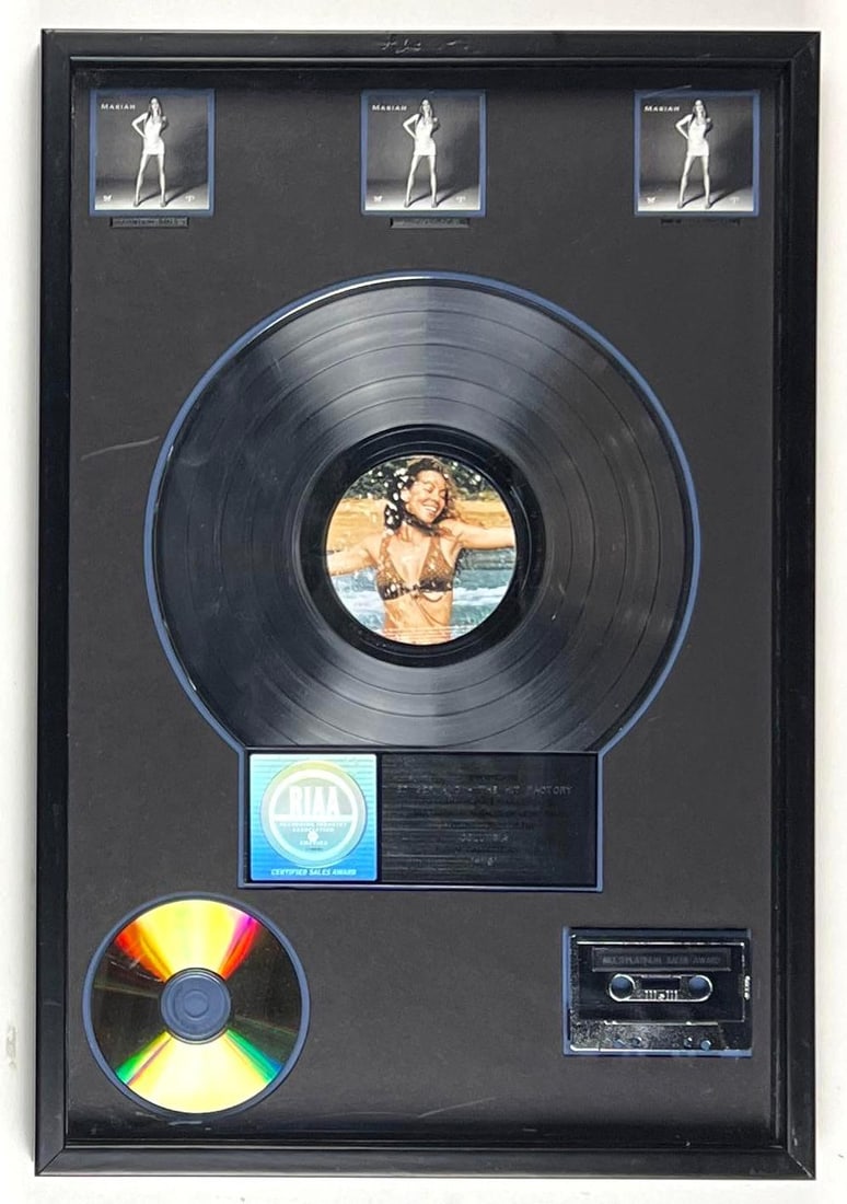 Mariah Carey "#1's" RIAA Multi-Platinum Album Sales Award Presented to The Hit Factory (1 of 2)