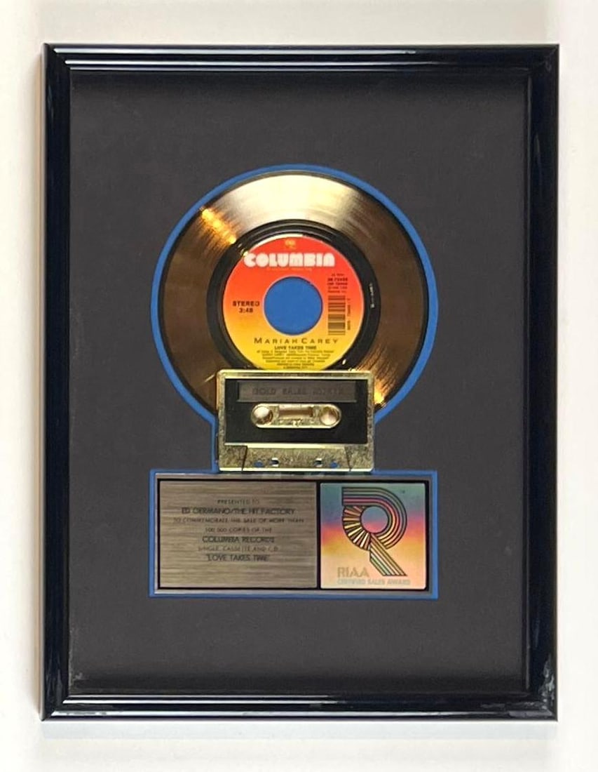 Mariah Carey "Love Takes Time" RIAA Gold Single Sales Award Presented to The Hit Factory (1 of 2)