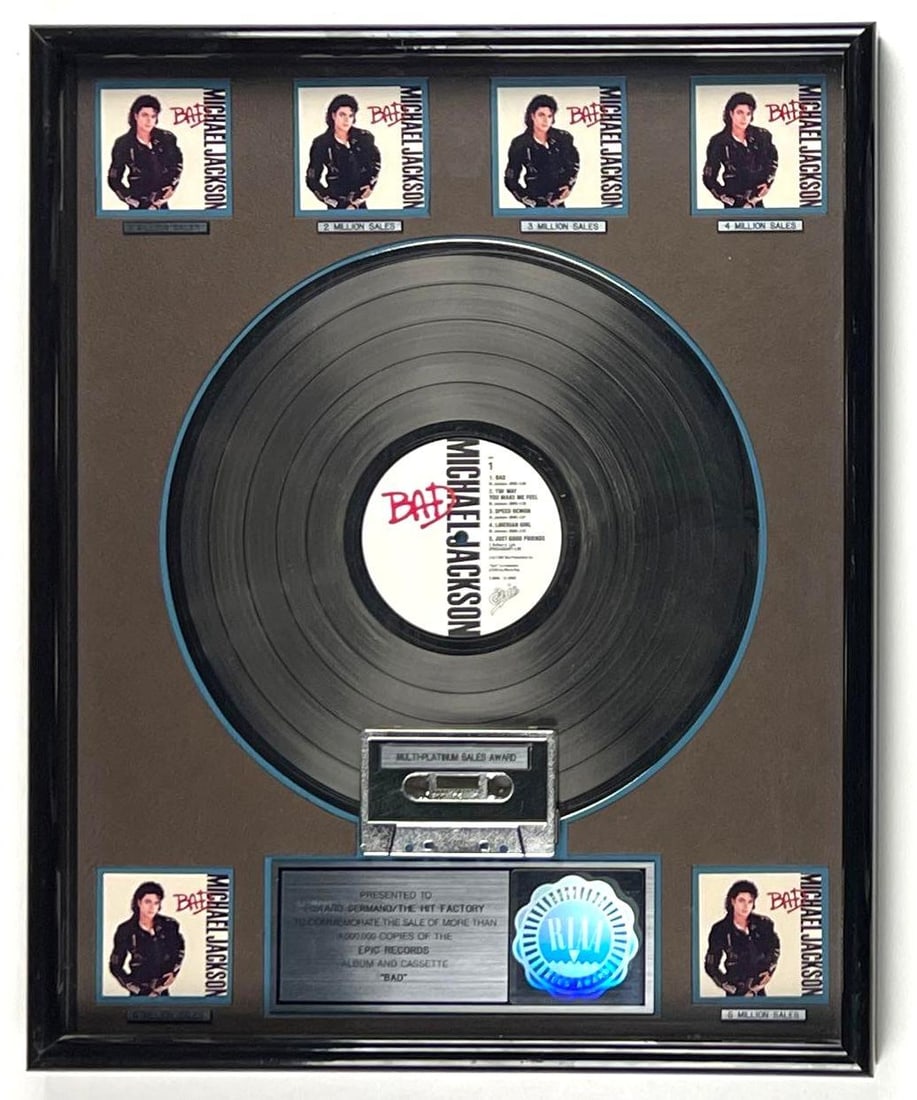Michael Jackson “Bad” RIAA Platinum Album Sales Award Presented to The Hit Factory (1 of 3)