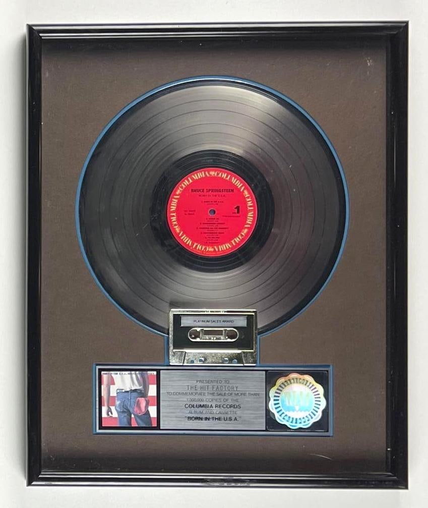 Bruce Springsteen "Born in the U.S.A." RIAA Platinum Album Sales Award Presented to The Hit Factory (1 of 2)