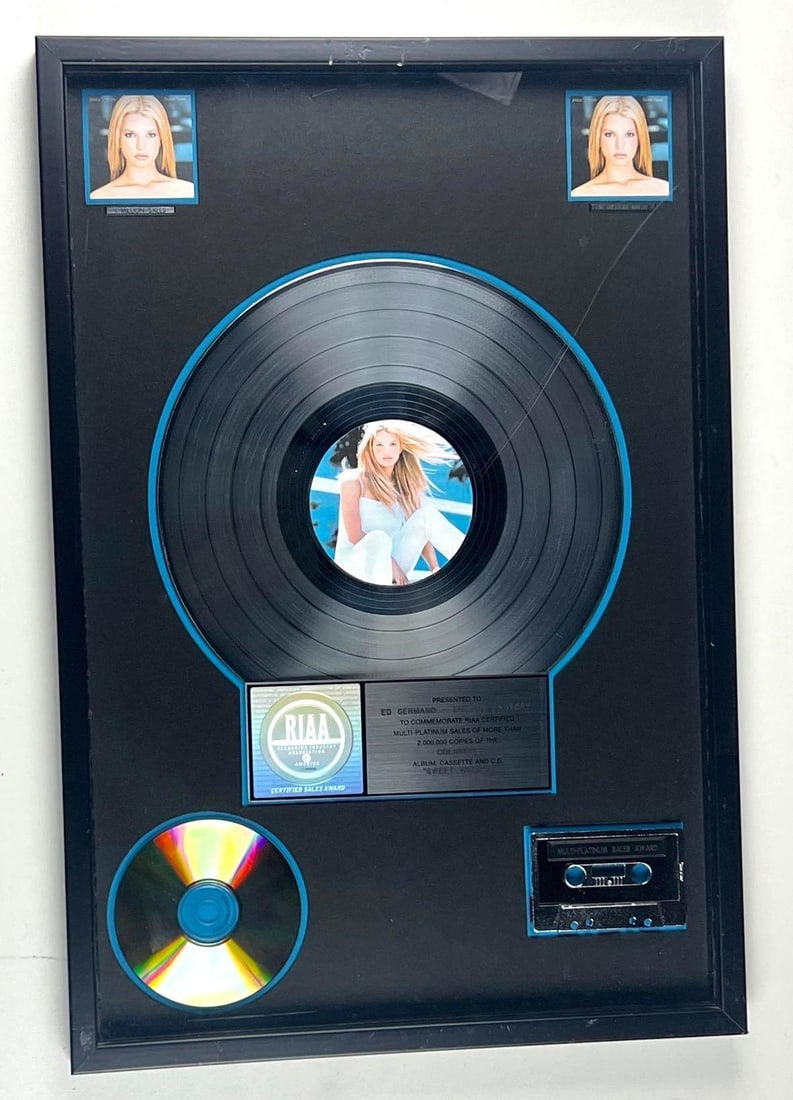 Jessica Simpson “Sweet Kisses" RIAA Platinum Album Sales Award Presented to The Hit Factory (1 of 2)