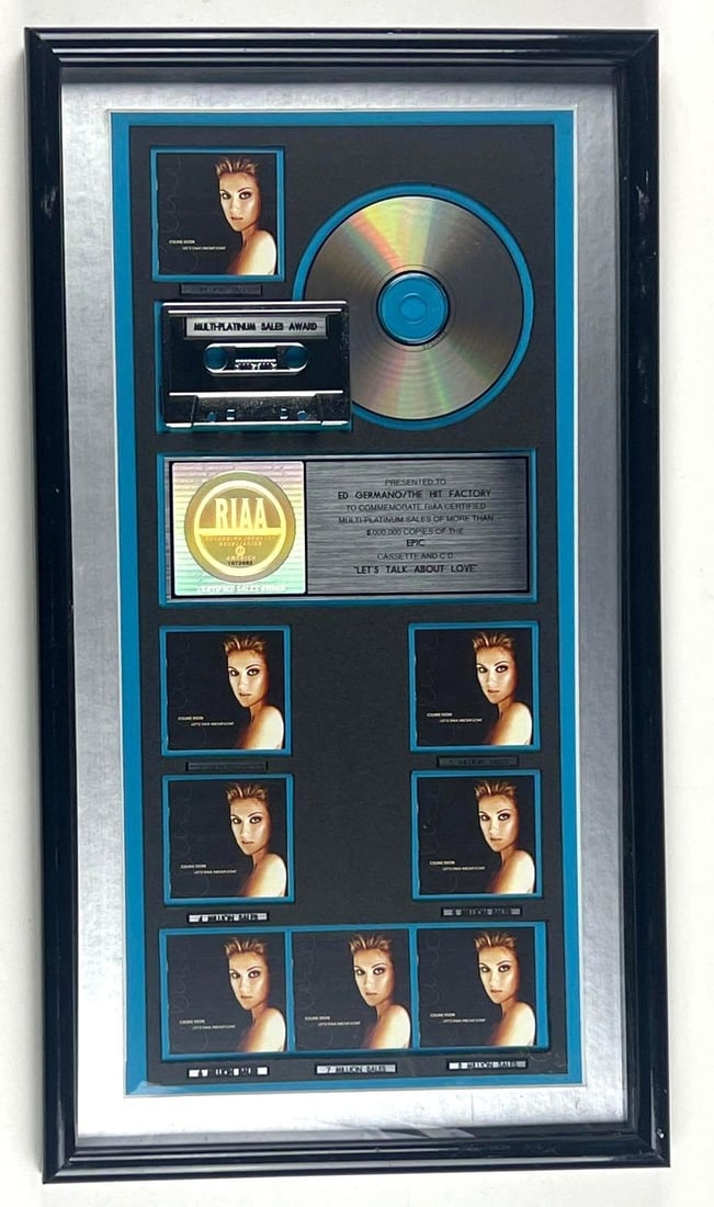Celine Dion “Let's Talk About Love” RIAA Platinum Album Sales Award Presented to The Hit (1 of 2)