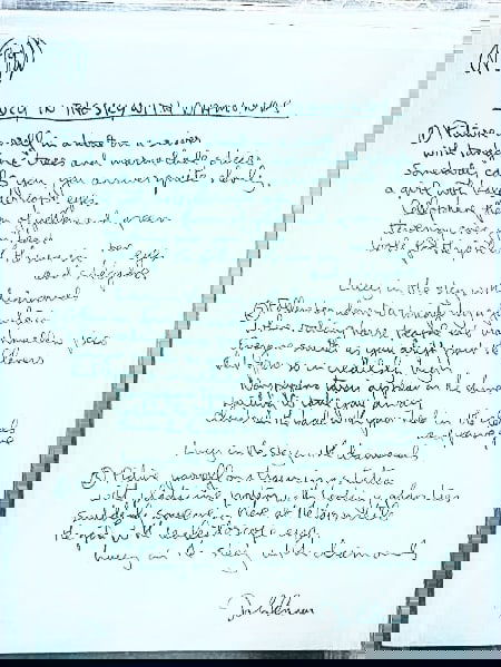 Beatles: John Lennon Limited Edition Print of "Lucy in the Sky with Diamonds" Lyrics (#65/1000) (1 of 3)