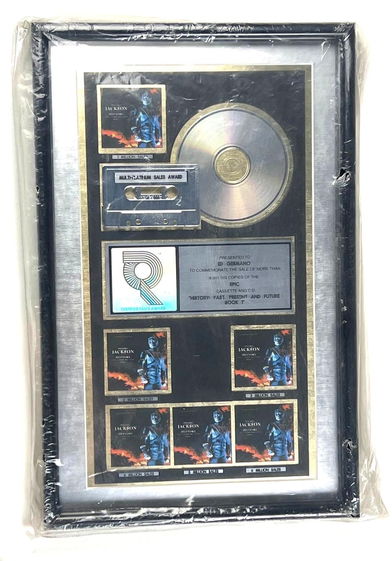 Michael Jackson "HIStory: Past, Present and Future, Book I" Multi-Platinum Sales Award to Ed Germano (1 of 2)
