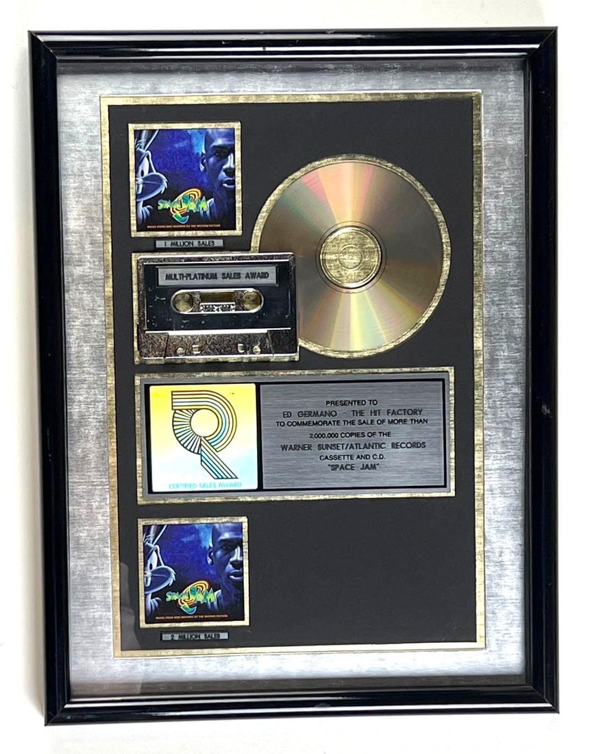 "Space Jam" RIAA Multi-Platinum Album Sales Award Presented to The Hit Factory (1 of 2)