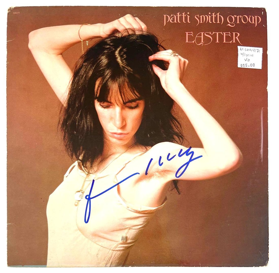 Patti Smith In-Person Signed "Easter" Album (Beckett/BAS Authentication): "Easter" album signed in blue felt tip marker by Patti Smith. Released in 1978, this album marked a turning point in Smith’s career, blending punk poetry with mainstream rock appeal. Featuring t