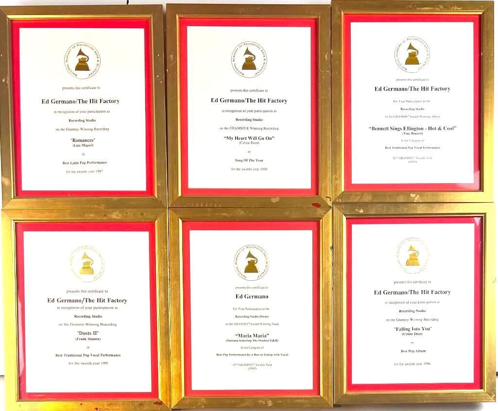 Pop & Latin Award Lot (6) Grammy Certificates to The Hit Factory (1 of 1)