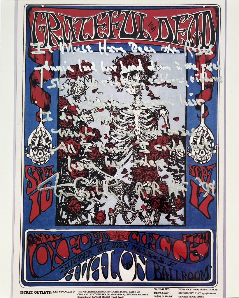 Grateful Dead: Tom Constanten Signed Poster w/ Lyrics (Third Party Guaranteed) (1 of 1)