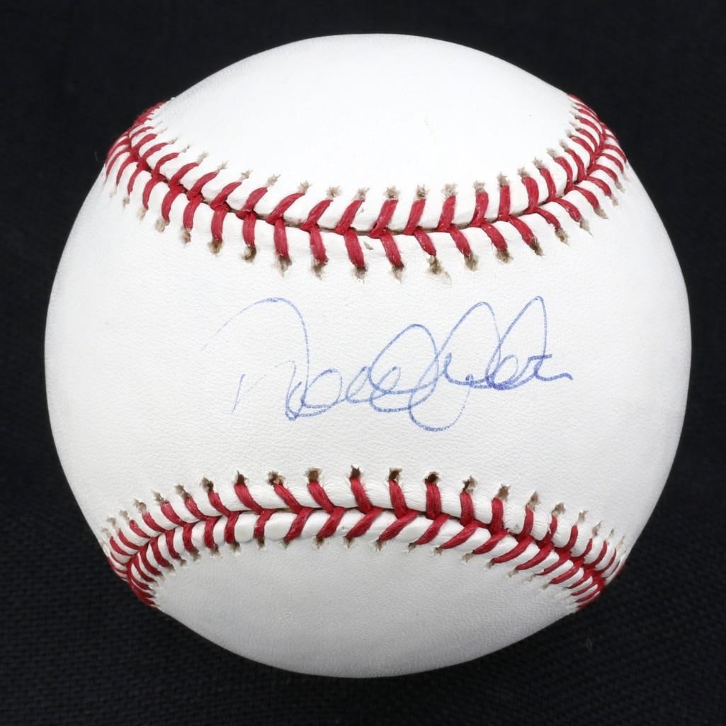Derek Jeter Signed Rawlings Official Major League Baseball (Steiner Authentication): Derek Jeter has hand-signed this Rawlings Official Major League (Selig) baseball. It has a Steiner hologram and matching Steiner COA card. Measuring approximately 3” x 3” x 3." Derek Jeter