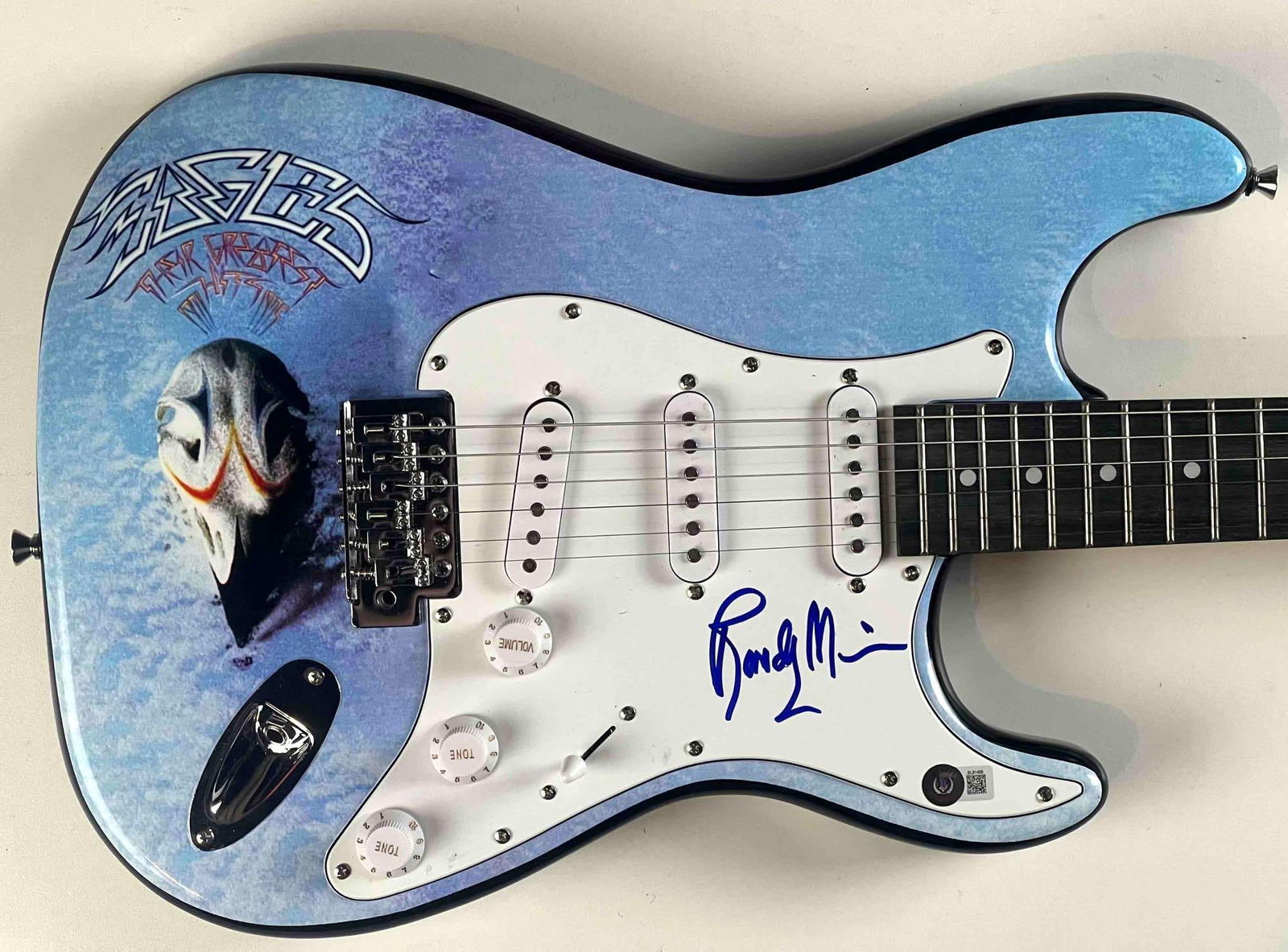 Eagles: Randy Meisner Signed Fender-Style Guitar w/ Custom "Their Greatest Hits" Artwork (Beckett) (1 of 3)