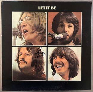 The Beatles: Ringo Starr Signed “Let It Be” Album (JSA Authentication): "Let It Be" the final studio release by The Beatles, signed boldly on the front cover by Ringo Starr in black felt tip. The iconic artwork features all four Beatles, with Ringo&#8217;s autograph promi