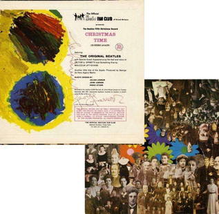 Beatles: John Lennon & George Harrison Signed 1967 Beatles Christmas Album (Tracks COA): Rare 1967 Beatles vinyl flexi-disc&#160;7" Christmas record, autographed on the back of the sleeve by John Lennon and George Harrison in red ballpoint pen. The signatures were obtained by Jackie James
