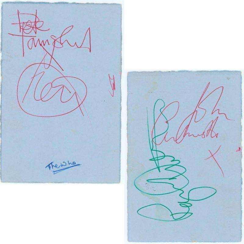 The Who Vintage Original Lineup Signed 6" x 4" Cut Including Keith Moon (JSA LOA) (1 of 4)